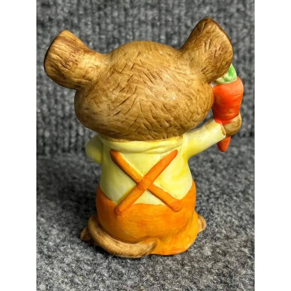 Vintage trio mouse figurines Homco Country Harvest hand painted Taiwan 4” mice